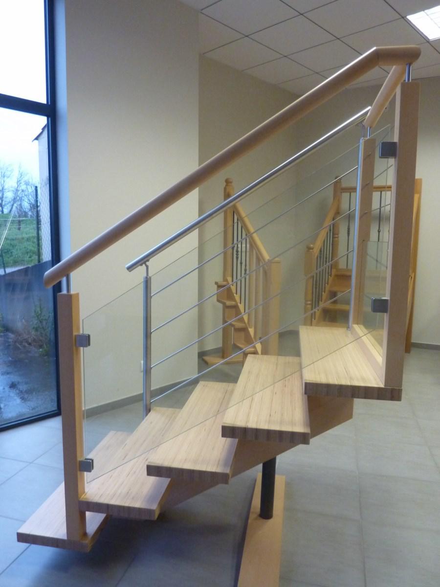 Garde corps escalier, balustrade : bois, aluminium